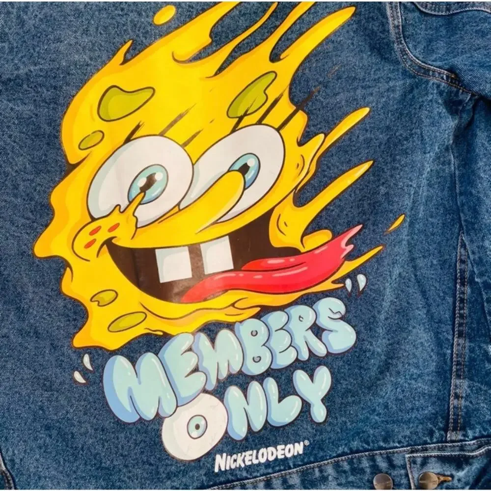 Super Rare Members Only X Nickelodeon Spongebob Squarepants MidWash Denim Jacket